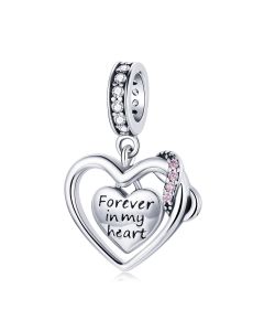 925 Sterling Silver Charms, Charms for Pandora Bracelet, Infinity Love Charm, Forever in My Heart Charm, Fit Pandora Charms
