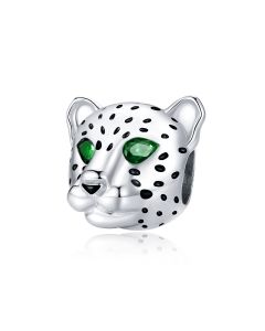 Charms for Pandora Bracelet, 925 Sterling Silver Charms, Fit Pandora Charms, Green Eyes Cheetah Charm, Charms for Bracelet