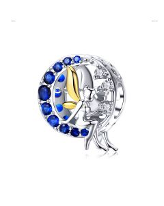Charms for Bracelet, 925 Sterling Silver Charms, Fit Pandora Charms, Charms for Pandora Bracelet, Blue Moon Lunar Angel Charm