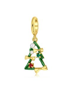Christmas Tree with Bow-knot Charm, Fit Pandora Charms, 925 Sterling Silver Charms, Charms for Pandora Bracelet, Charms for Bracelet