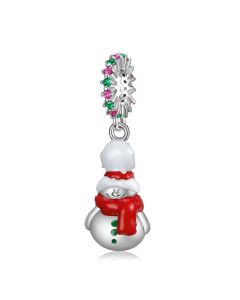 Fit Pandora Charms, Charms for Bracelet, Charms for Pandora Bracelet, Happy Snowman Christmas Charm, 925 Sterling Silver Charms
