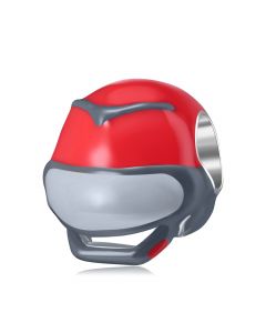Red Sport Helmet Charm, Charms for Pandora Bracelet, Charms for Bracelet, 925 Sterling Silver Charms, Fit Pandora Charms