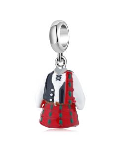 925 Sterling Silver Charms, Charms for Pandora Bracelet, Kilt Charm, Scottish Highland Dress Charm, Charms for Bracelet, Fit Pandora Charms