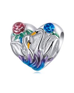 Charm for Bracelet, Charms for Pandora Bracelet, Swan Love Charm, 925 Sterling Silver Charms, For Pandora Charm Bracelet, Fit Pandora Charms