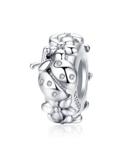Ladybug on Flower Spacer Charm, Charms for Pandora Bracelet, 925 Sterling Silver Charms, For Pandora Charm Bracelet, Fit Pandora Charms