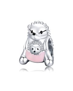 Mother and Baby Hedgehog Charm, 925 Sterling Silver Charms, Fit Pandora Charms, Charms for Pandora Bracelet, For Pandora Charm Bracelet