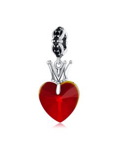 Crown Red Heart Charm, Fit Pandora Charms, Charms for Pandora Bracelet, 925 Sterling Silver Charms, For Pandora Charm Bracelet