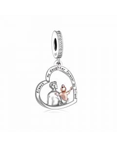 Dad Holding Daughter Charm, Always My Daughter Charm, 925 Sterling Silver Charms, Charms for Pandora Bracelet, Fit Pandora Charms