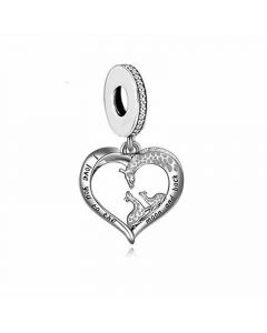 Giraffe Family Love Heart Charm, 925 Sterling Silver Charms, For Pandora Charm Bracelet, Fit Pandora Charms, Charms for Pandora Bracelet