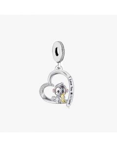 Monkey Holding Banana Charm, I Love You Millions Charm, Fit Pandora Charms, 925 Sterling Silver Charms, Charms for Pandora Bracelet