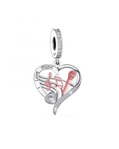 I Love Music Charm, For Pandora Charm Bracelet, Fit Pandora Charms, Charms for Pandora Bracelet, 925 Sterling Silver Charms