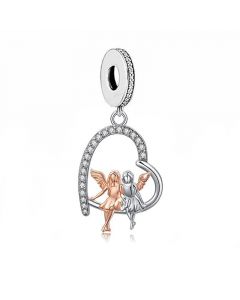 Angel Sister Always in My Heart Charm, 925 Sterling Silver Charms, Charms for Pandora Bracelet, Fit Pandora Charms