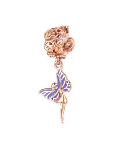 Dancing Girl with Butterfly Wings Charm, Charms for Pandora Bracelet, Fit Pandora Charms, 925 Sterling Silver Charms