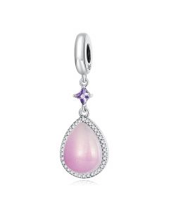 Pink Water Drop Charm, For Pandora Charm Bracelet, Fit Pandora Charms, 925 Sterling Silver Charms, Charms for Pandora Bracelet