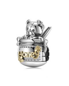14K Gold Honey Bear Charm, 925 Sterling Silver Charms, Charms for Pandora Bracelet, For Pandora Charm Bracelet, Fit Pandora Charms