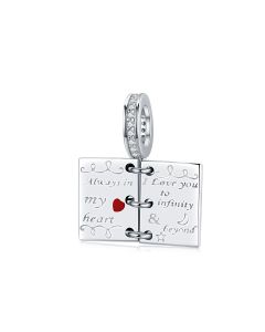 Romantic Love Letter Charm, 925 Sterling Silver Charms, Charms for Pandora Bracelet, Fit Pandora Charms, For Pandora Charm Bracelet
