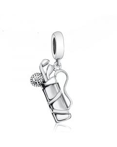 Golf Bag with Clubs and Ball Charm, For Pandora Charm Bracelet, Charms for Pandora Bracelet, 925 Sterling Silver Charms, Fit Pandora Charms