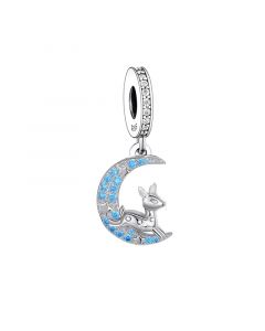 Deer on The Moon Charm, Charms for Pandora Bracelet, 925 Sterling Silver Charms, Fit Pandora Charms, For Pandora Charm Bracelet