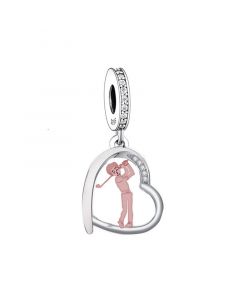 Playing Golf Charm, Fit Pandora Charms, Charms for Pandora Bracelet, For Pandora Charm Bracelet, 925 Sterling Silver Charms