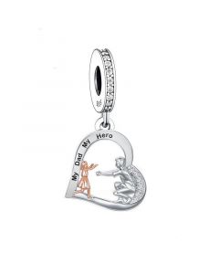 Dad Open Arms to Hug Daughter Charm, My Dad My Hero Charm, Charms for Pandora Bracelet, 925 Sterling Silver Charms, Fit Pandora Charms