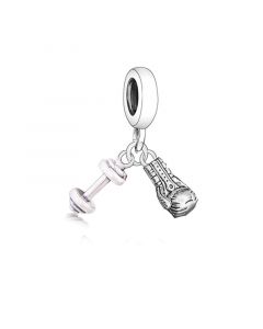 Fight For Beauty Dumbbel Boxing Charm, Charms for Pandora Bracelet, 925 Sterling Silver Charms, Fit Pandora Charms