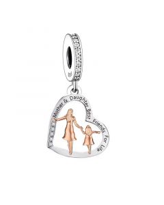 Mother and Daughter Best Friends Charm, Charms for Pandora Bracelet, Fit Pandora Charms, 925 Sterling Silver Charms