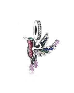 Colorful Hummingbird Charm, For Pandora Charm Bracelet, Fit Pandora Charms, 925 Sterling Silver Charms, Charms for Pandora Bracelet
