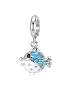Blue CZ Fish Dangle Charm, 925 Sterling Silver Charms, Fit Pandora Charms, For Pandora Charm Bracelet, Charms for Pandora Bracelet