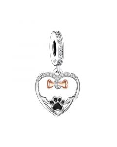 Love My Dog Paw Bone Charm, 925 Sterling Silver Charms, Fit Pandora Charms, Charms for Pandora Bracelet, For Pandora Charm Bracelet