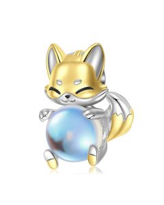 Fox Moonstone Charm, Fit Pandora Charms, Charms for Pandora Bracelet, For Pandora Charm Bracelet, 925 Sterling Silver Charms