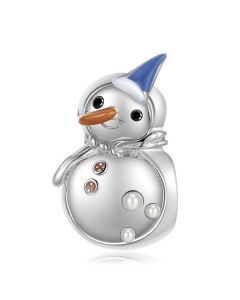 Cute Snowman Charm, Christmas Gift Charm, 925 Sterling Silver Charms, Charms for Pandora Bracelet, Fit Pandora Charms