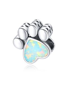 Cute Pet Paw Print Opal Charm, 925 Sterling Silver Charms, For Pandora Charm Bracelet, Fit Pandora Charms, Charms for Pandora Bracelet