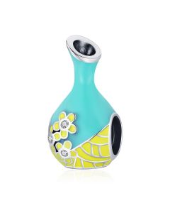Flower Wine Bottle Charm, Fit Pandora Charms, 925 Sterling Silver Charms, Charms for Pandora Bracelet, For Pandora Charm Bracelet