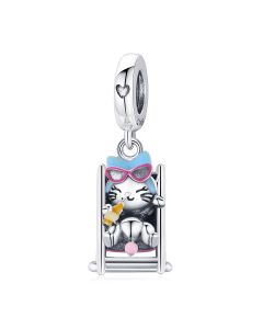 Cat Lying on Chair Charm, Fit Pandora Charms, For Pandora Charm Bracelet, Charms for Pandora Bracelet, 925 Sterling Silver Charms