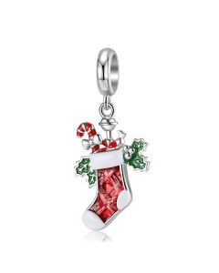 Christmas Stocking Charm, Fit Pandora Charms, For Pandora Charm Bracelet, Charms for Pandora Bracelet, 925 Sterling Silver Charms