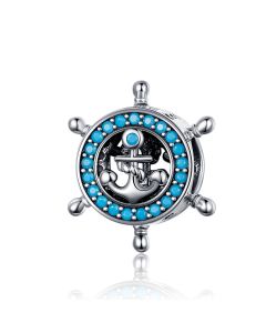 Ship Wheel and Anchor Charm, 925 Sterling Silver Charms, For Pandora Charm Bracelet, Fit Pandora Charms, Charms for Pandora Bracelet