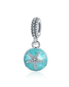 Starfish and Sea Blue Pendant Charm, Fit Pandora Charms, Charms for Pandora Bracelet, 925 Sterling Silver Charms, For Pandora Charm Bracelet