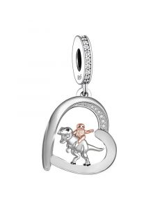 Dinosaur and Sloth Best Friends Charm, 925 Sterling Silver Charms, Fit Pandora Charms, Charms for Pandora Bracelet