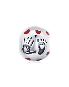 Baby Palm Print and Footprint Charm, 925 Sterling Silver Charms, For Pandora Charm Bracelet, Charms for Pandora Bracelet, Fit Pandora Charms
