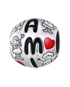 Happy Family Word Charm, Charms for Pandora Bracelet, 925 Sterling Silver Charms, Fit Pandora Charms, For Pandora Charm Bracelet