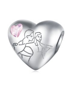 Engraving People Heart Charm, 925 Sterling Silver Charms, For Pandora Charm Bracelet, Fit Pandora Charms, Charms for Pandora Bracelet