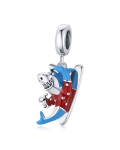 Surfing Shark Charm, 925 Sterling Silver Charms, For Pandora Charm Bracelet, Charms for Pandora Bracelet, Fit Pandora Charms