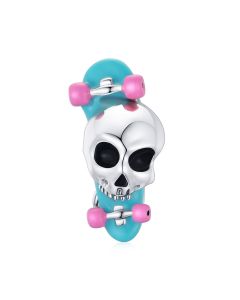 Skateboard Skull Charm, 925 Sterling Silver Charms, Fit Pandora Charms, For Pandora Charm Bracelet, Charms for Pandora Bracelet