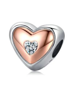 Rose Gold Exquisite Heart Charm, Charms for Pandora Bracelet, For Pandora Charm Bracelet, 925 Sterling Silver Charms, Fit Pandora Charms