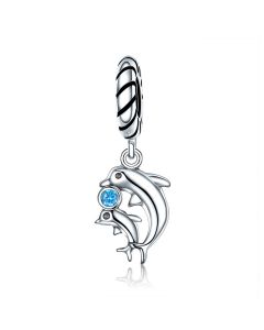 Dolphins Mother and Child Charm, Charms for Pandora Bracelet, For Pandora Charm Bracelet, Fit Pandora Charms, 925 Sterling Silver Charms