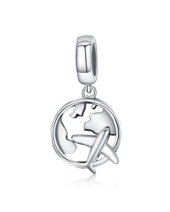 Travel Around The World Charm, Fit Pandora Charms, 925 Sterling Silver Charms, For Pandora Charm Bracelet, Charms for Pandora Bracelet