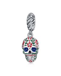 Colorful Skull Charm, Fit Pandora Charms, Charms for Pandora Bracelet, 925 Sterling Silver Charms, For Pandora Charm Bracelet