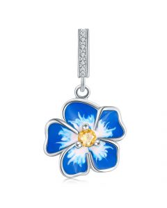 Blue Pansy Flower Charm, Charms for Pandora Bracelet, 925 Sterling Silver Charms, Fit Pandora Charms, For Pandora Charm Bracelet