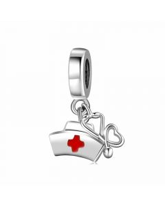 Stethoscope and Nurse Hat Charm, Doctor and Nurse Charm, Fit Pandora Charms, Charms for Pandora Bracelet, 925 Sterling Silver Charms