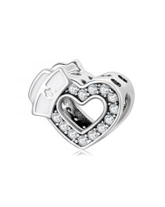 Nurse Hat Heart Charm, Fit Pandora Charms, 925 Sterling Silver Charms, Charms for Pandora Bracelet, For Pandora Charm Bracelet